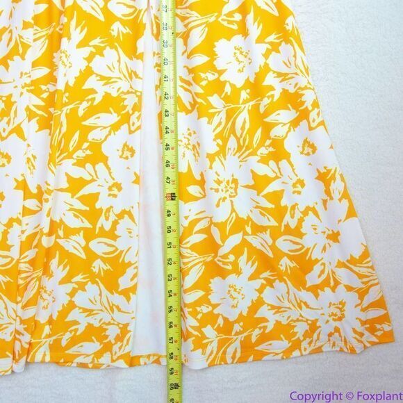 NEW Eloquii yellow floral Dolman Sleeve Maxi Dress with Slit,18 - Picture 11 of 16